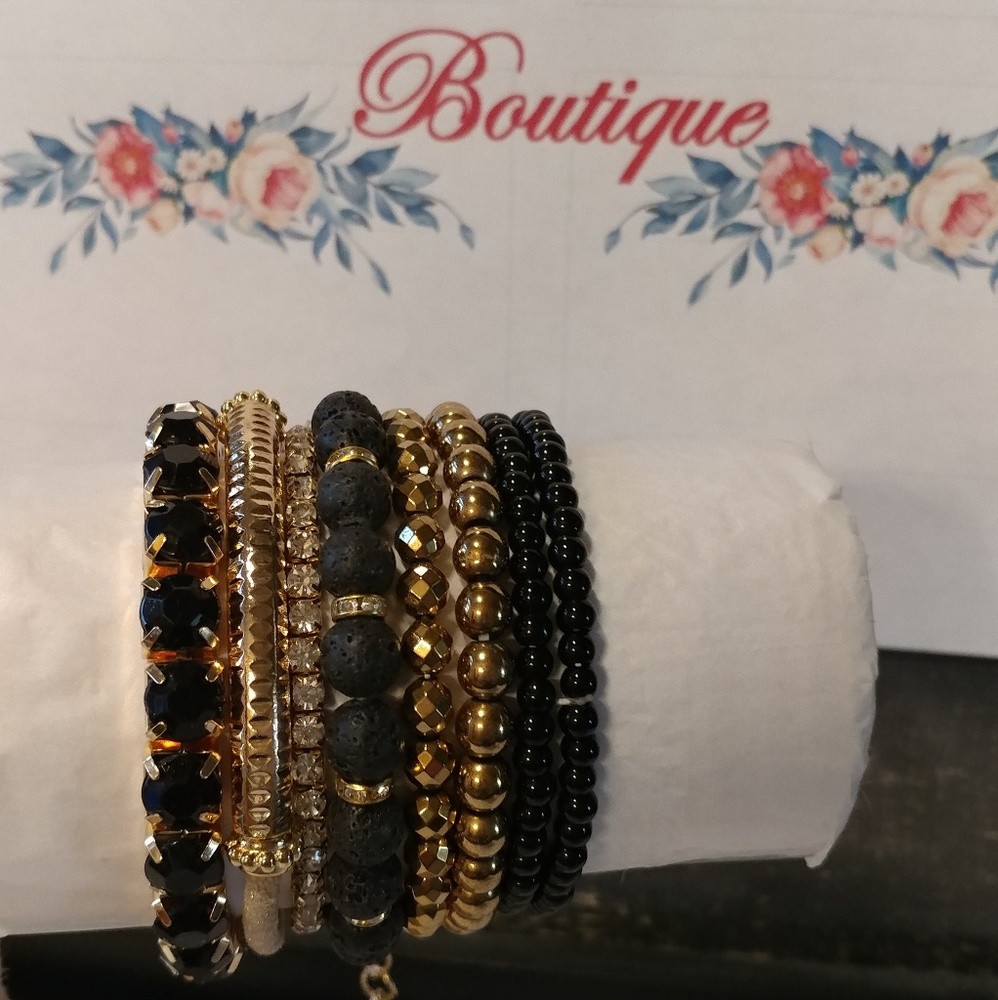 🆕 Bohemian Bracelet Set ~ Lava Gold - Picture 7 of 8